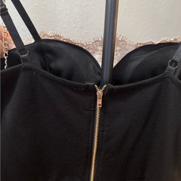 Haute Monde Black and White Lace-Trim Strapless Mini Dress - Picture 6 of 6